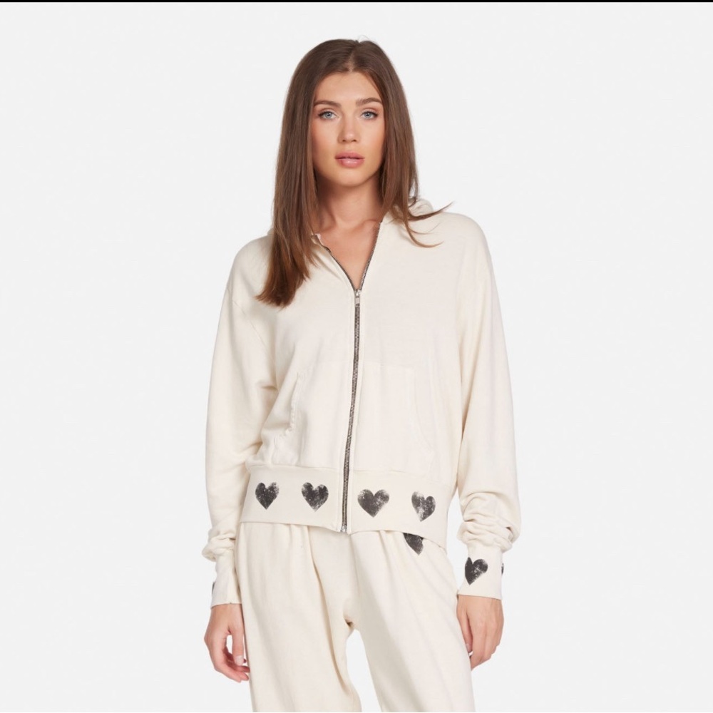 Michael Lauren Kaholo Heart Print Zip Hoodie